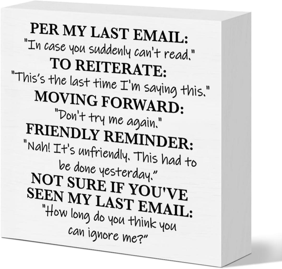 2 x Funny Office Desk Decor Sign, Sarcastic Office Decoration for Work Women Men, Funny Cubicle Decor, Funny Work Gifts for Coworker Colleague Boss