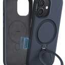 TORRAS Ostand Q3 Silicone for iPhone 17 Case, Fit for MagSafe, 360 Ring Holder Kickstand, Soft Liquid Silicone Cozy Grip, Camera Control, Shockproof Rugged Protective Case for iPhone 17, Midnight