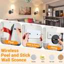 Battery Operated Wall Sconces Set Of Two, Wireless Battery Wall Light With 10000mAh RGB Rechargeable Magnetic Bulb, Rechargeable Wall Sconce With Remote Control For Bedroom, No Electrician Required, One Size