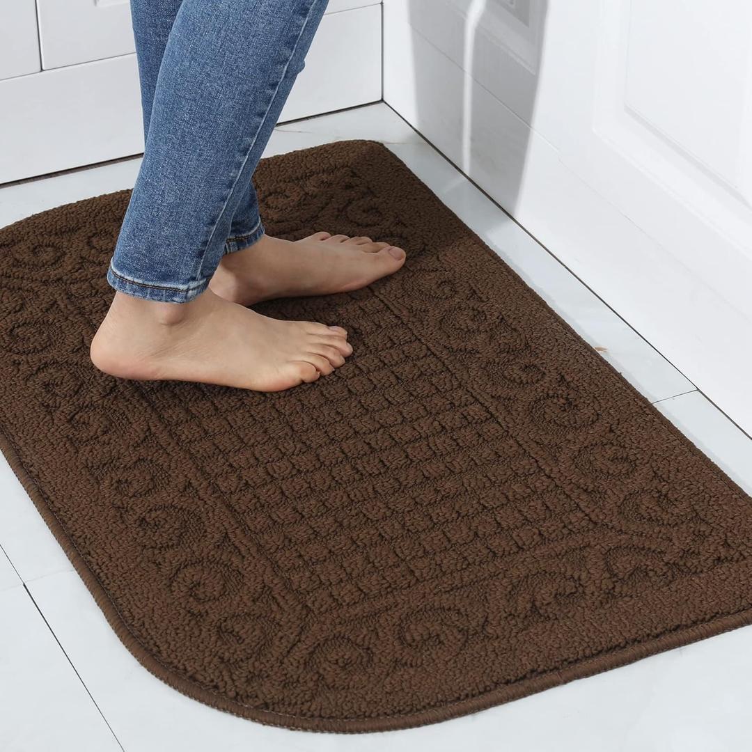 COSY HOMEER 32X20 Inch Anti Fatigue Kitchen Rug Mats are Made of 100% Polypropylene Half Round Rug Cushion Specialized in Anti Slippery and Machine Washable (32x20in Brown 1pc)