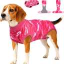 PetWarm Dog Recovery Suit, Anti-Licking Pet Surgical Recovery Onesies Suit Surgery Suit for Dogs, Professional Pet Recovery Shirt Dog Abdominal Wounds Bandages, Camouflage Pattern, Pink, L