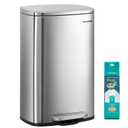 SONGMICS 13 Gallon (50 L) Trash Can, Stainless Steel, Step-On Pedal
Kitchen Garbage Can, Recycling or Waste Bin, with Soft Close Lid, Removable Inner Bucket, Silver ULTB050E01