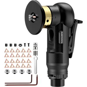 AMTOVL Pneumatic Chamfering Tool - Mini Air Chamfer Tool with 10 C-Angle & 10 R-Angle Blades, 45 30000 RPM Chamfering Tool for Metal and Wood with 1/4" Air Inlet