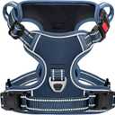 Timos Dog Harness Large Sized, No Pull Pet Harness with Neck Lockable Snap,No Choke Front Clip Dog Reflective Vest,Adjustable Metal Rings 3 Buckles,Easy Control Handle for Large Dogs Royal Blue L (Large (Pack of 1))
