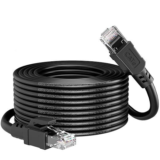 Cat 6 Outdoor Ethernet Cable 9 ft, 24AWG 10Gbps High Speed Cat6 Ethernet Cable Cord Waterproof Direct Burial LLDPE UV Jacket
