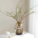 GeLive Brown Glass Vase Round Clear Colored Flower Vase for Centerpiece Long Stem Branch Fresh Artificial Plant Bottle Modern Home Indoor Decoration (Brown)