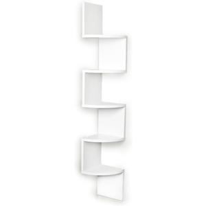 Danya B. Large Rustic Decorative 5-Tier Corner Floating Wall Mount Display Shelving Unit (White)