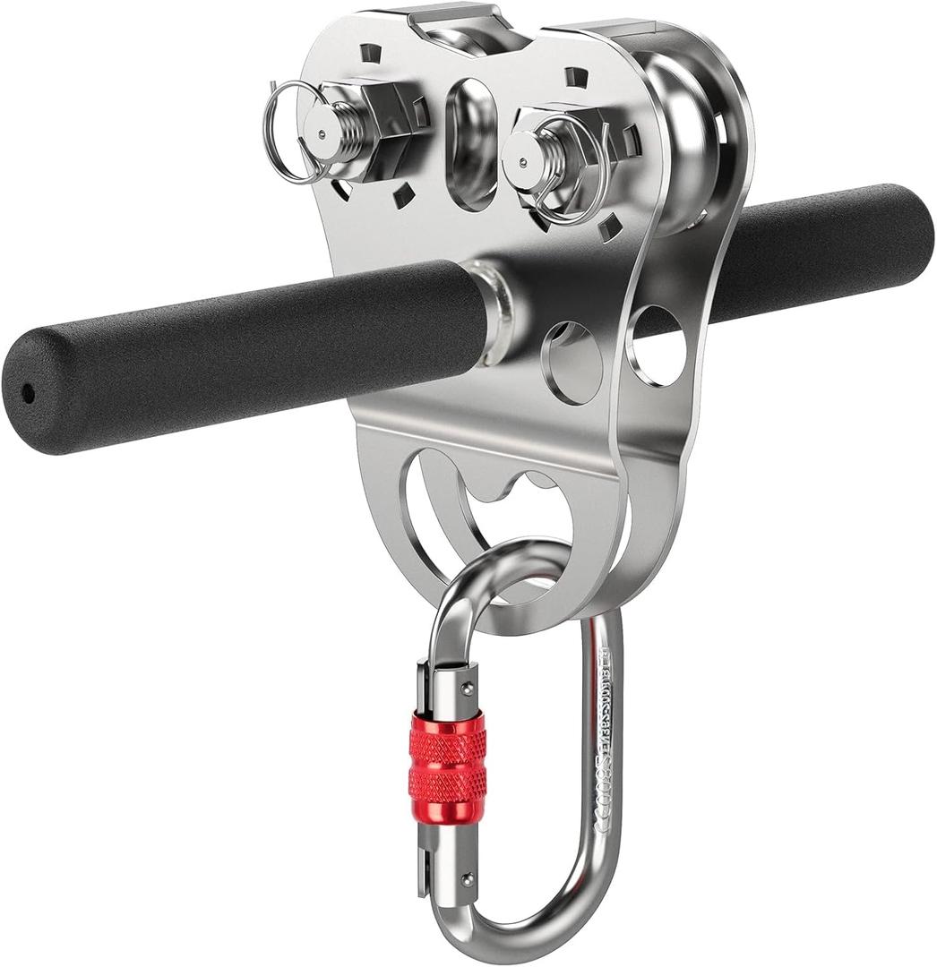 Zipline Pulley, Heavy Duty 304 Stainless Steel Zipline Trolley, 1100 lbs Working Load Limit - Reinforced Safety Handle for Backyard Zipline, Hauling, Fits 1/4" to 1/2" Cable