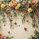 10x8ft Flowers Wall Photography Background Butterfly Spring Floral Botanical Banner Backdrop Vintage Wedding Birthday Backdrop Decorations Girls Party Table Cake Decoration Photo Props