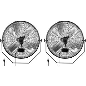 HealSmart 24 Inch Industrial Wall Mount Fan, 3 Speed Commercial Ventilation Metal Fan, 2 Pack