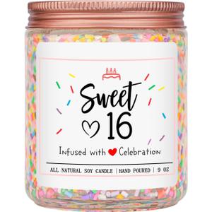 Homsolver Sweet 16th Birthday Gifts for Girls, Vanilla Cream Scent Best Ideas Birthday Presents for Daughter, Friends, Sister, Handmade Aromatherapy Candle Birthday's Decorations for Girls