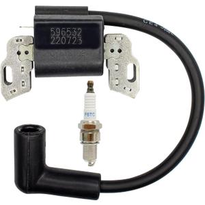 fullas 593872 799582 798534 Ignition Coil for Briggs & Stratton 593381 84005272 Armature Magneto, fits BS 08P502 09P602 09P702 Lawn Mower Engine with Spark Plug