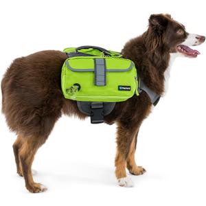 PetAmi Dog Backpack for Medium & Large Dogs, Saddle Bag for Dogs to Wear for Hiking, Pet Backpack Harness Dog Pack with Reflective Side Pockets for Walking Running (Green)