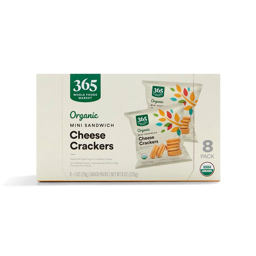 365 by Whole Foods Market, Organic Mini Cheese Sandwich Crackers 8 Count, 1 Ounce, BB Date: 05/11/2026