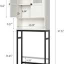 Over The Toilet Storage Cabinet, Above Toilet Bathroom Storage Cabinet with Double Doors and Soft Hinges Over Toilet Storage Shelf Over Toilet Bathroom Organizer (Cream White)