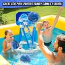 Pool Basketball Hoop, Floating Basketball Hoop Toy for Pool Water Game with 4 Basketballs Summer Swimming Pool Games for Kids 4-12 Indoor Outdoor Play (Blue)