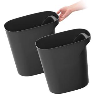 IRIS USA Small Trash Can Wastebasket with Handle, 6 Gallon / 24 Quart, 2-Pack, for Bathroom, Office, Bedroom, Under Sink, Kitchen, Garbage - Black