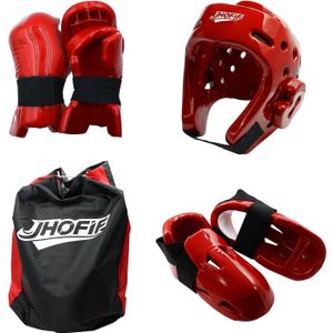 Martial Arts Karate Protective Sparring Gear Package Deal/Gift Adjustable Adult & Youth Headgear, UZJ Gloves & Kicks for MMA, Taekwondo, Boxing Training