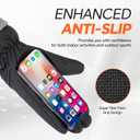 Winter Gloves Waterproof Windproof for Mens Women, Thermal Warm for Cold Weather, Grip Snow for Touch Screen Skiing Cycling Running Driving Snowboarding Fishing Outdoor (X-Small, Black)