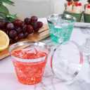 I00000 100PCS Silver Plastic Cups,9 oz Clear Plastic Cups with Silver Trim, Heavy-Duty Disposable Hard Cup For Party, Premium Cup Perfect for Wedding & Party