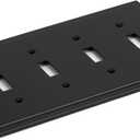 Henne Bery Modern Edge Decorative Wall Plate Switch Plate Outlet Cover, Durable Solid Zinc Alloy (Quad Toggle, Matte Black)