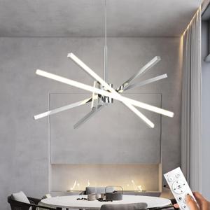 Dniwmdd Modern Sputnik Chandelier Ceiling LED Black Pendant Light Embedded Mount Chandeliers Dining Room Light Fixtures Over Table Dimmable with Remote Control for Living Room Kitchen Bedroom (White)