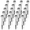 GIGALUMI Solar Lights Outdoor Waterproof, 20 Pack, Stainless Steel LED Solar Garden Lights for Patio, Lawn, Yard and Landscape, Garden Decor Patio Decor, Cold White