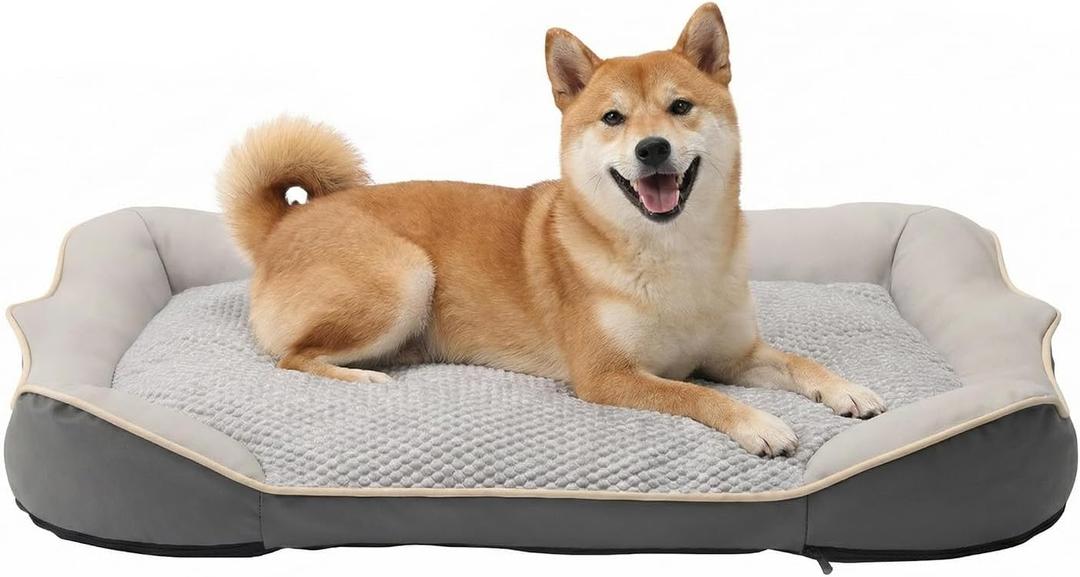 Orthopedic Crate Dog Bed - Waterproof PU Dual-Surface Pet Bed, Comfort Dogs Couch Sofa with Washable Removable Cover, Medium Size for Dogs & Crate Use,39.4''