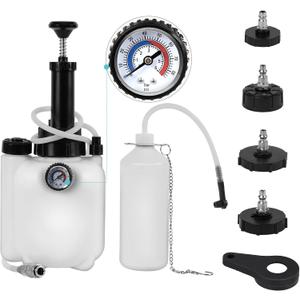 BreeRainz 3L Upgraded Brake Bleeder Kit, Manual Brake Bleeder Fluid Pump with 4 Master Cylinder Adapters and 1L Brake Bleeder Bottle Suitable for Most Vehicles