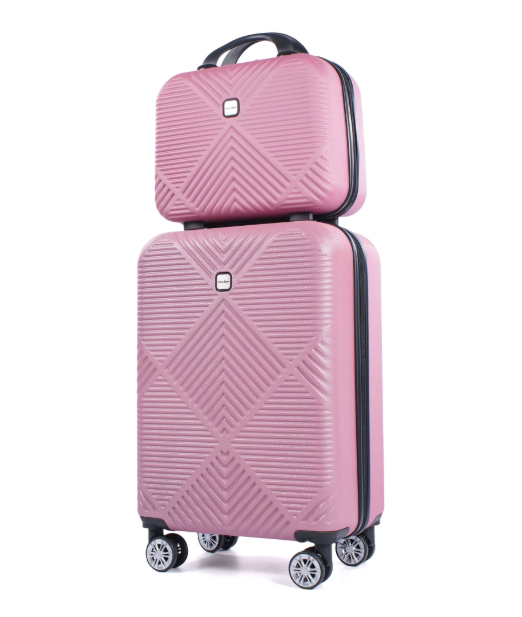 Tripcomp Luggage Sets 2 Piece Suitcase Set (14/20/)Hardside Suitcase with Spinner Wheels Lightweight Carry On Luggage(Pink)