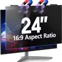 Magnetic Computer Privacy Screen 24 inch, Hanging Privacy Screen for Computer Monitor for 16:9 Frameless Monitor, Eye Protection Anti Glare Anti Blue Light Filter