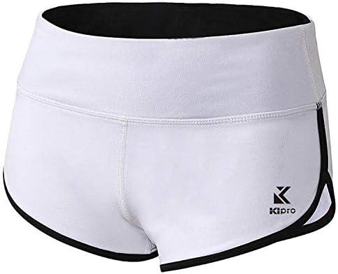 Kipro Ultra Soft Sport Shorts for Women White/ Black, Small