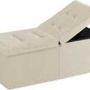 35-INCH Storage Ottoman Bench, Footrest with Storage, End of Bed Bench Coffee Table for Living Room, Bedroom, Entryway, Beige