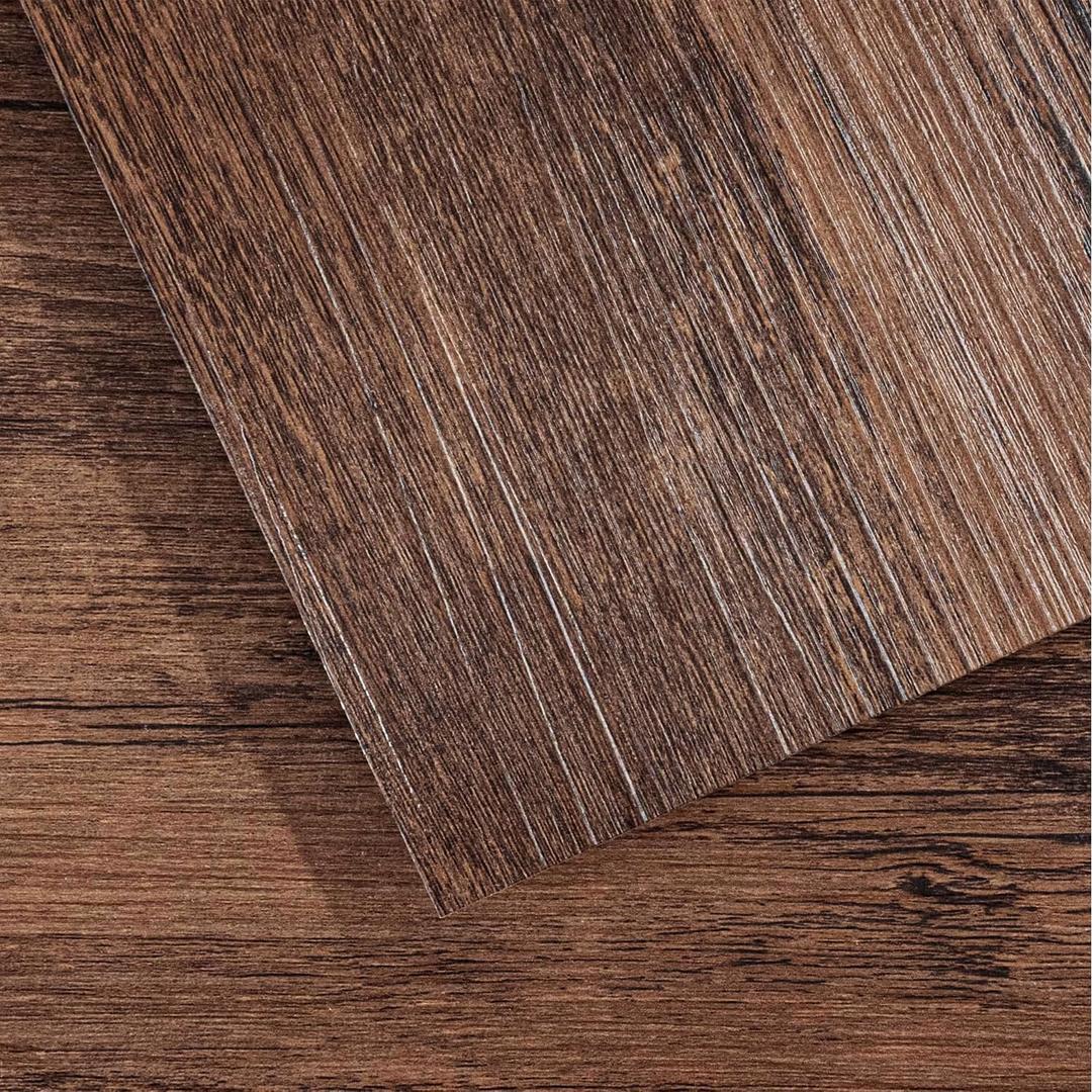 VallisCo Peel and Stick Vinyl Flooring 36 Pack 54 Sq.Ft, Waterproof Vinyl Flooring Peel and Stick for Office, Living Room, Bathroom, Kitchen - Unique Design, Easy to Install Floor, Brown