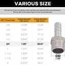 Stainless Steel Hose Barb Fitting,1" Hose Barb to 3/4" Male NPT, for Water Fuel Air (Pack of 2)