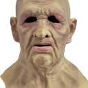 Realistic Latex Old Man Full Head Cover Mask Grandpa Wrinkle with Neck for Halloween Cosplay Horror Party Theater Performance