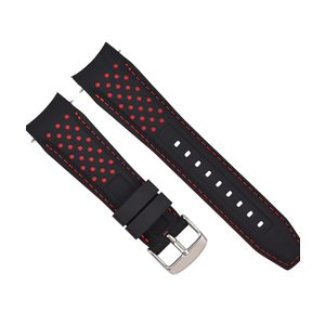 Ewatchparts 22mm Curved Rubber Strap Perforated Compatible With Citizen Eco Drive Watch Black With Red Stitching Ewatchparts 22mm Curved Rubber Strap Perforated Compatible With Citizen Eco Drive Watch Black With Red Stitching
