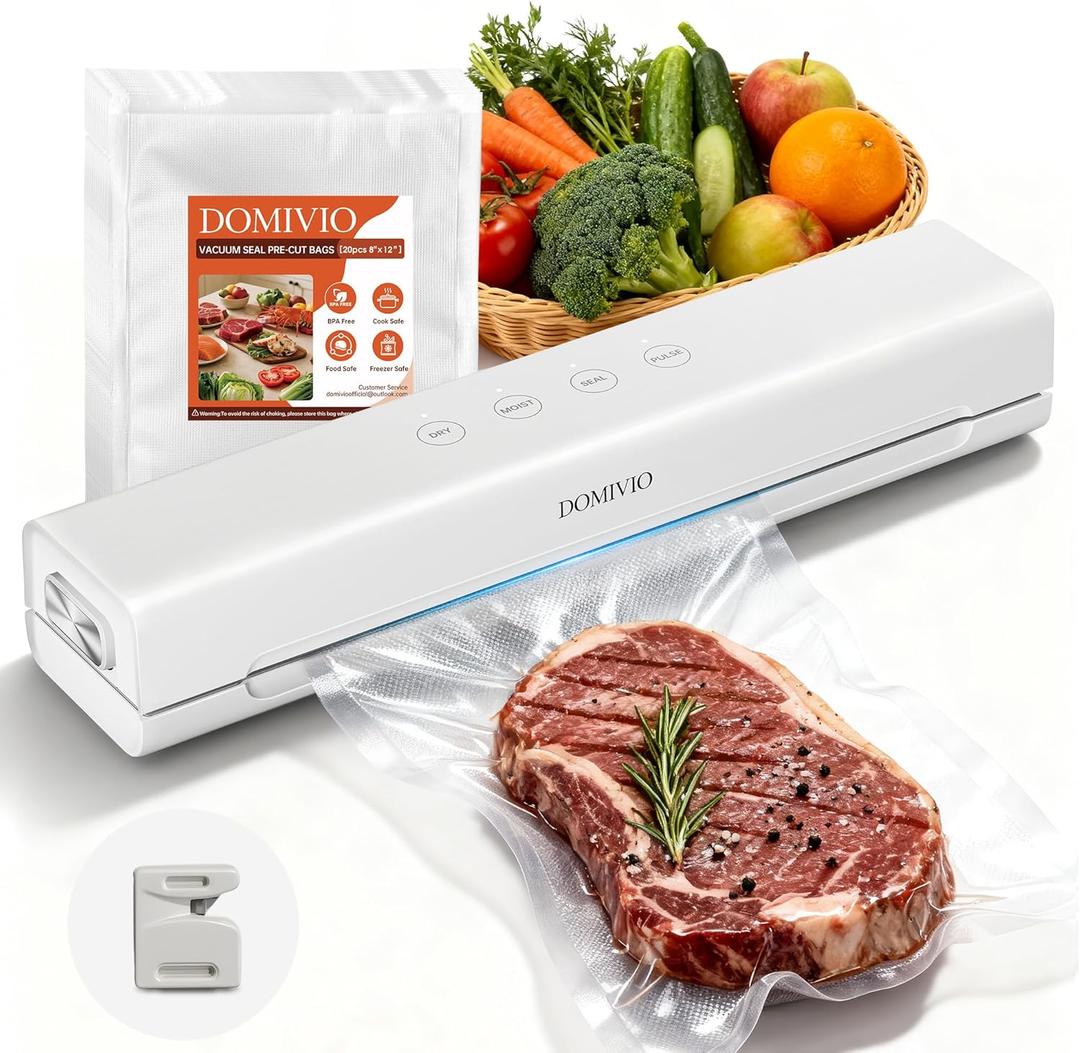 Vacuum Sealer Machine for Food, 4in1 Functions with 20 Vacuum Bags (20x30cm)  Dry & Wet Modes, Quick Sealing for Freshness & Storage, Compact Design for Home Kitchen Use