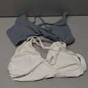 SUUKSESS Women 2 Piece Open Back Strappy Sports Bra Pack Twist Front V Neck Padded Workout Crops (#2 White & Grey, M)