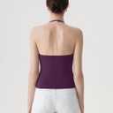 SUUKSESS Women Double Lined Halter Tank Top Summer Padded Going Out Tops Sleeveless Basic Shirts (Purple, XL)