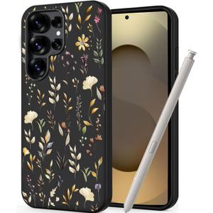 Unov Case Compatible with Galaxy S25 Ultra 5G with Floral Golden Garden Flower Girly Embossed Pattern Design Slim Protective Soft TPU Bumper Back Cover