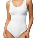 Women's Scoop Neck Sleeveless Bodysuits Backless Tank Top Body Suits for Womens Sexy Thong Bodysuit Tops Leotards Tummy Control Slimming One Piece Jumpsuit Shirt Backless Going Out Fashion (White, Medium)