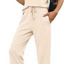 Glamaker Womens 2 Piece Summer Outfit Lounge Set Cap Sleeve Polo Top And Pant Set Tracksuit Travel Matching Outfit 2026 (Yellow, S)