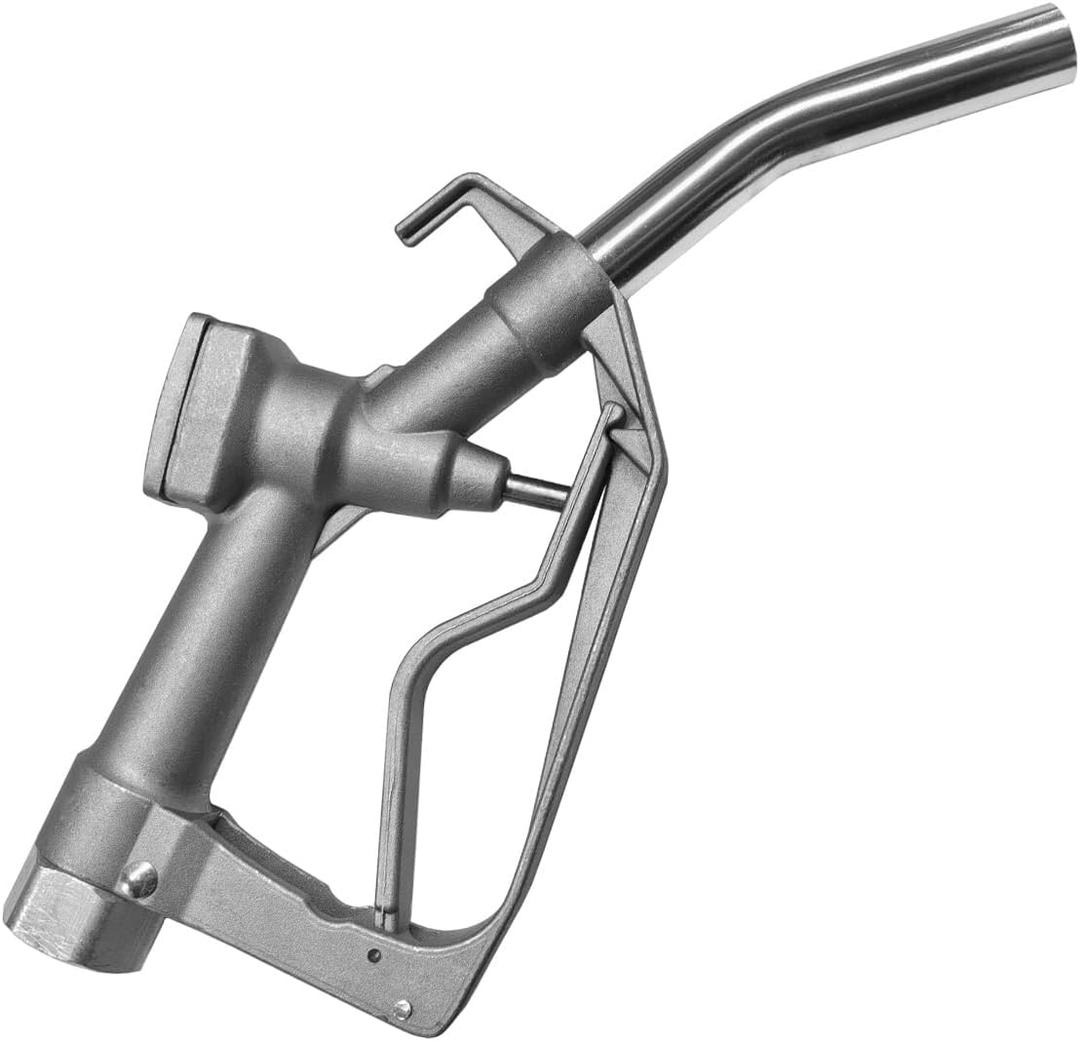 1" FNPT Fuel Nozzle, 15/16" Curved Spout Manual Fuel Nozzle with Hook and Swivel, Automotive Gas Pump Nozzle, Max Pressure 50 PSI, Used for Diesel Gasoline Kerosene