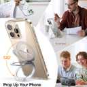 TORRAS Crystal Clear for iPhone 16 Pro Case Magnetic Stand,[Compatible with MagSafe][Flexible Stable Stand]Mil-Grade Protection Transparent Slim Anti-Yellowing Anti-Scratch Ring Kickstand 6.3", Ostand