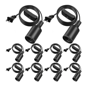 10 Pack Hanging Light Cord Pendant Light Cord with Switch Light Socket Extension Light Bulb Socket Cable Lamp Kit for E26 E27 Lamp Socket Lantern(Black,6 Feet)