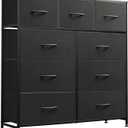 WLIVE 9-Drawer Dresser, Fabric Storage Tower for Bedroom, Hallway, Entryway, Closet, Tall Chest Organizer Unit with Fabric Bins, Steel Frame, Wood Top, Easy Pull Handle, Charcoal Black