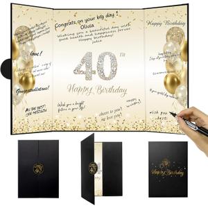 40th Birthday Guest Book- Happy 40th Birthday Alternative Signature Book for Women & Men, Elegant Memory Keepsake Journal, 40th Birthday Party Decorations & Gifts