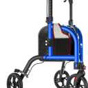 3 Wheel Walkers for Seniors, Foldable Narrow Wheeled Rollator, Blue