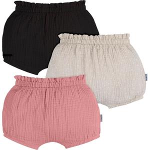 Gerber Baby-Girls 3-Pack Bubble Shorts (12 Months, Black/Dot/Pink)